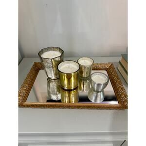 candle collection, lemon bergamot candles in mercury glass ,  Vintage Decor